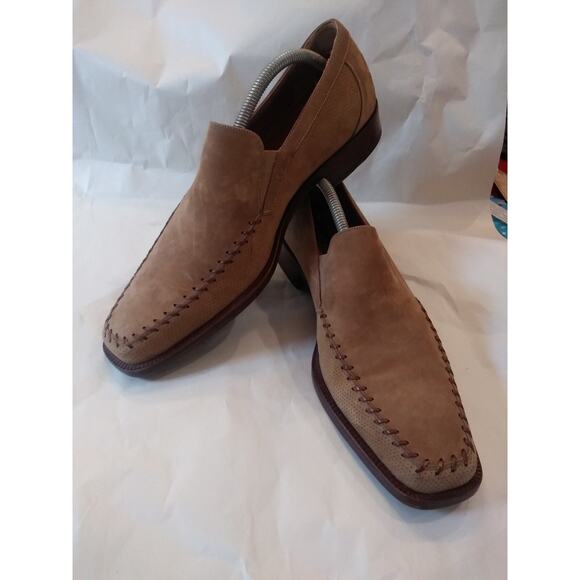 Mens Mezlan Suede Loafers Dress Shoes 9M Color Beige Made In Spain